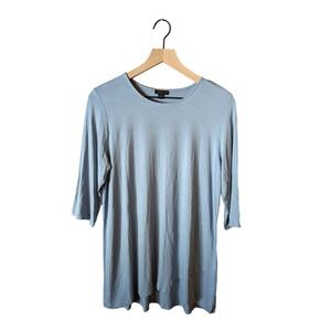 J. Jill Wearever Collection Tunic Top 3/4‎ Length Sleeves Asymmetric Blue Medium